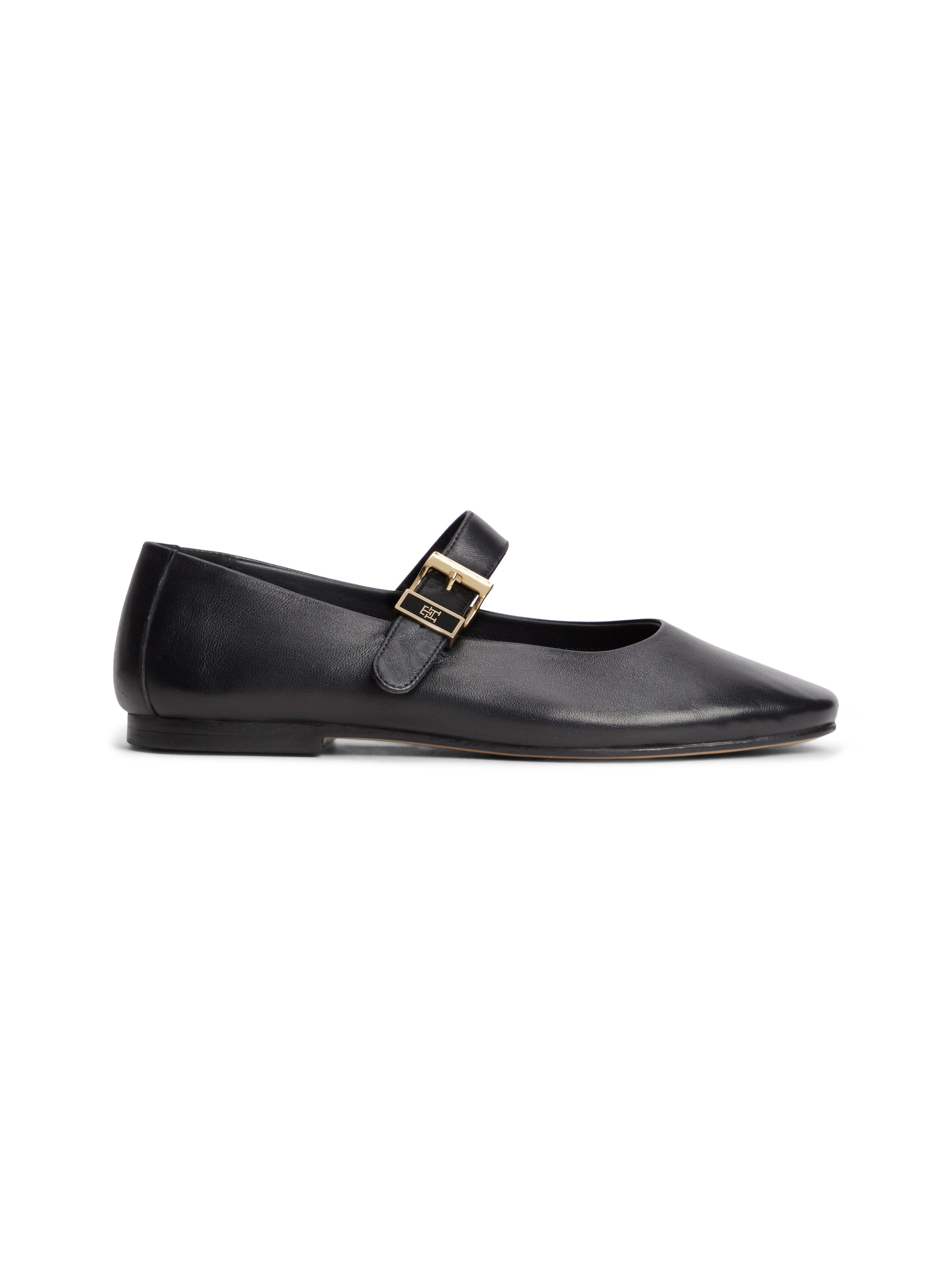 Tommy Hilfiger TH BUCKLE LEATHER BALLERINA Riemchenballerina Businessschuh, mit verstellbarer Schnalle über den Rist