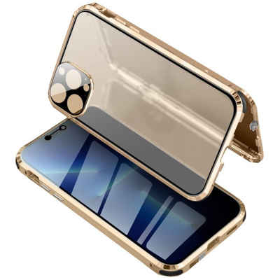 Wigento Handyhülle Beidseitiger 360 Grad Privacy Magnet / Glas Case Bumper für Apple iPhone 13 Pro Max Handy Tasche Case Hülle Cover New Style