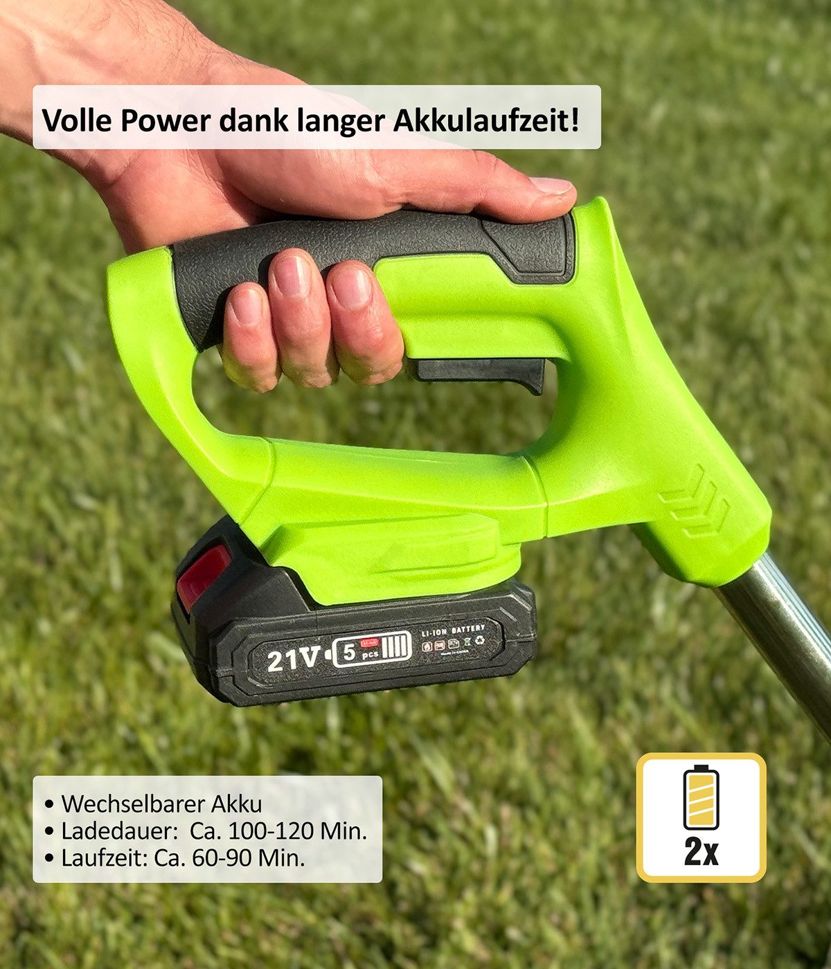 Genius Akku-Rasentrimmer Genius Rotorazer 8 in 1 Akku Rasentrimmer Rasenkantenschneider, (23 tlg), Leicht und kompakt: Gesamtgewicht von 2,75 kg!