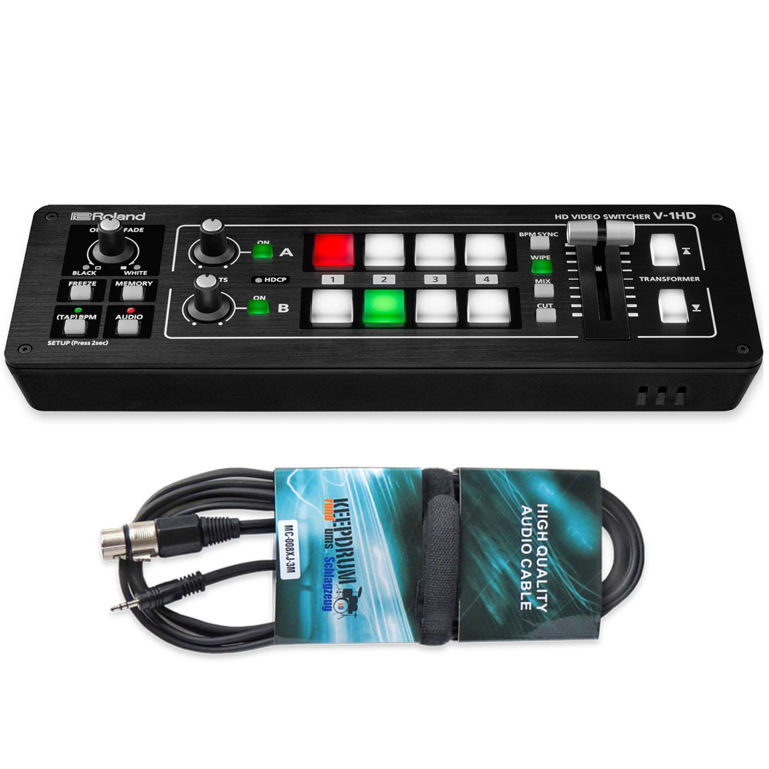 Roland Audio Roland HDMI-Video-Switcher V-1HD mit Kabel Digitales Aufnahmegerät (Vorteils-Set mit Kabel)