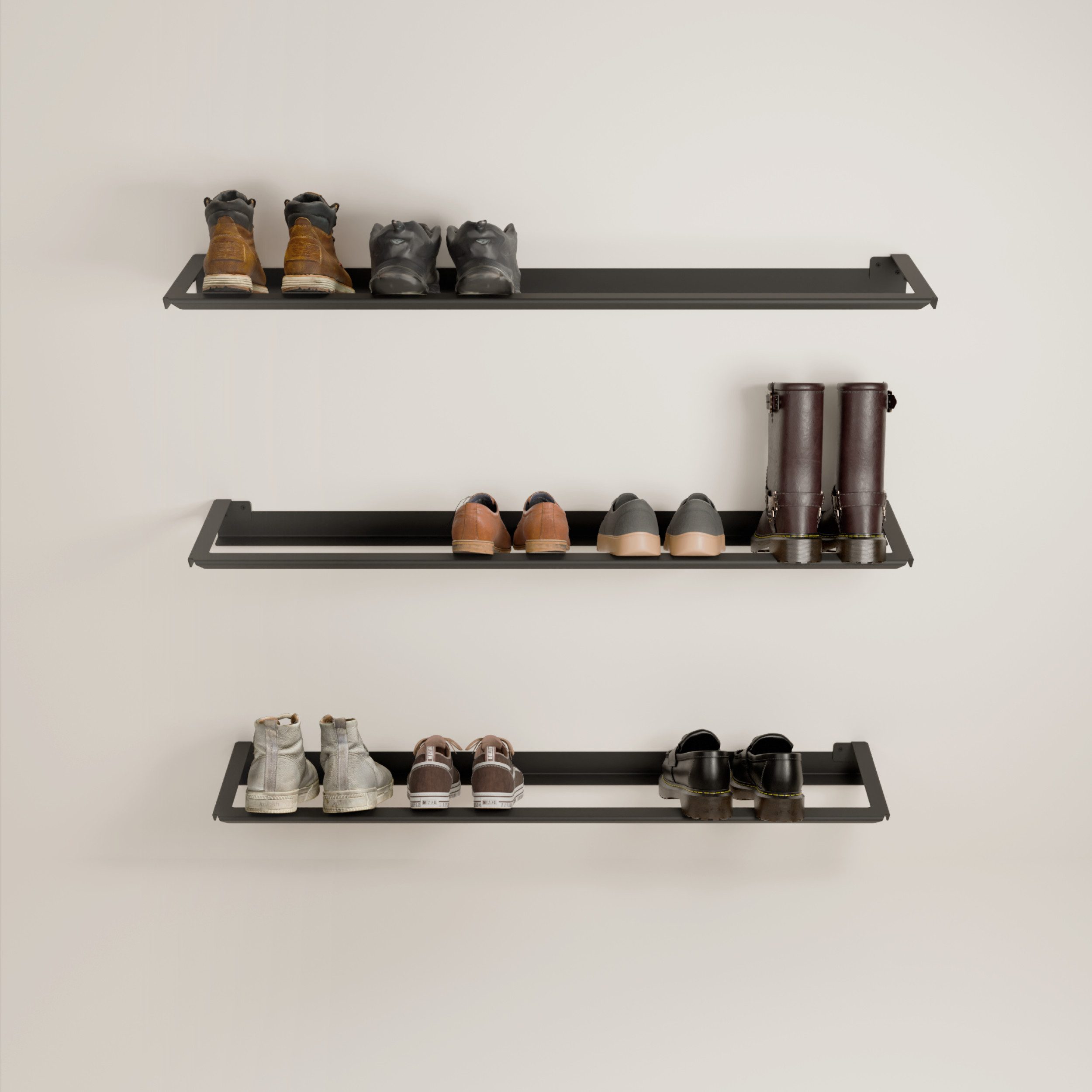 pamo. design Schuhregal Wandmontage schmaler Schuhorganizer Aufbewahrung Schuhe, Packung 1-tlg., Minimalistisch & robuste Schuhaufbewahrung, beliebig erweiterbar