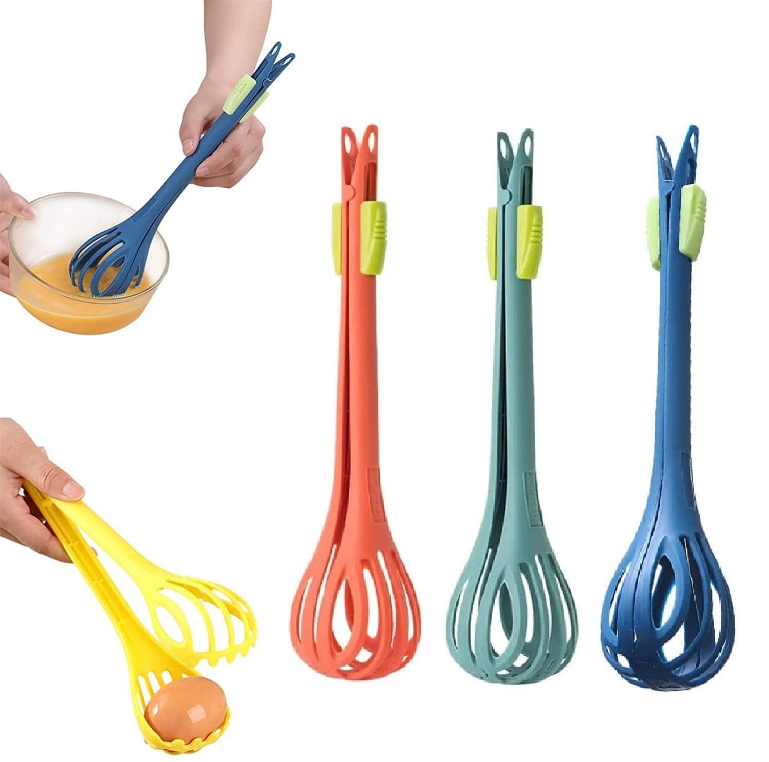 FOUORTUNATE-BEE Schneebesen 4er Set Schneebesen Küchenzange Eierquirl Multifunktion Küchenhelfer, Eierquirl Zange Küchenhelfer Backen Pasta Steak Eier Werkzeug