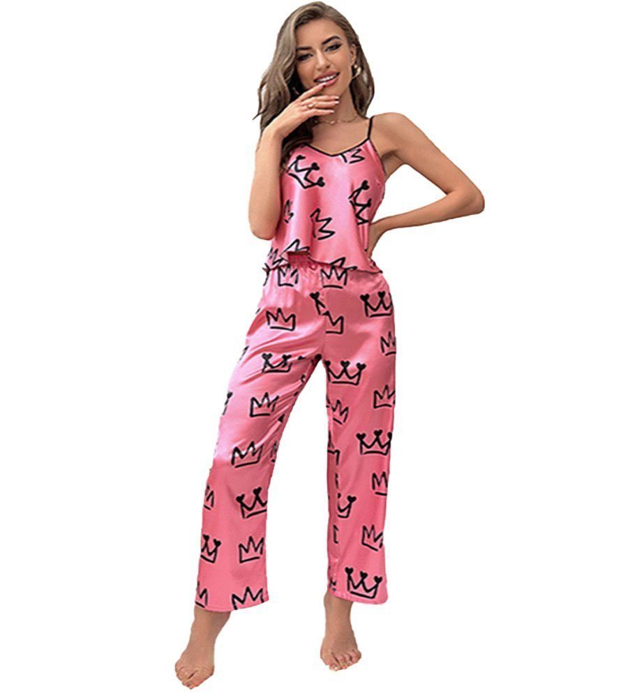LIIKIL Pyjama Damen Pyjama Sommer, Strapsrock, Hosenanzug, modischer Heimservice