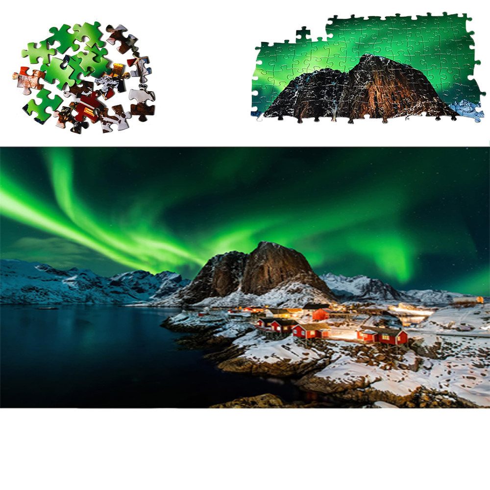 Flintry Puzzle 1000 Teile für Erwachsene, Norwegen Aurora Borealis,Home Dekoration, 1000 Puzzleteile, anspruchsvolles Klassik-Puzzle als Geschenk und Dekoration
