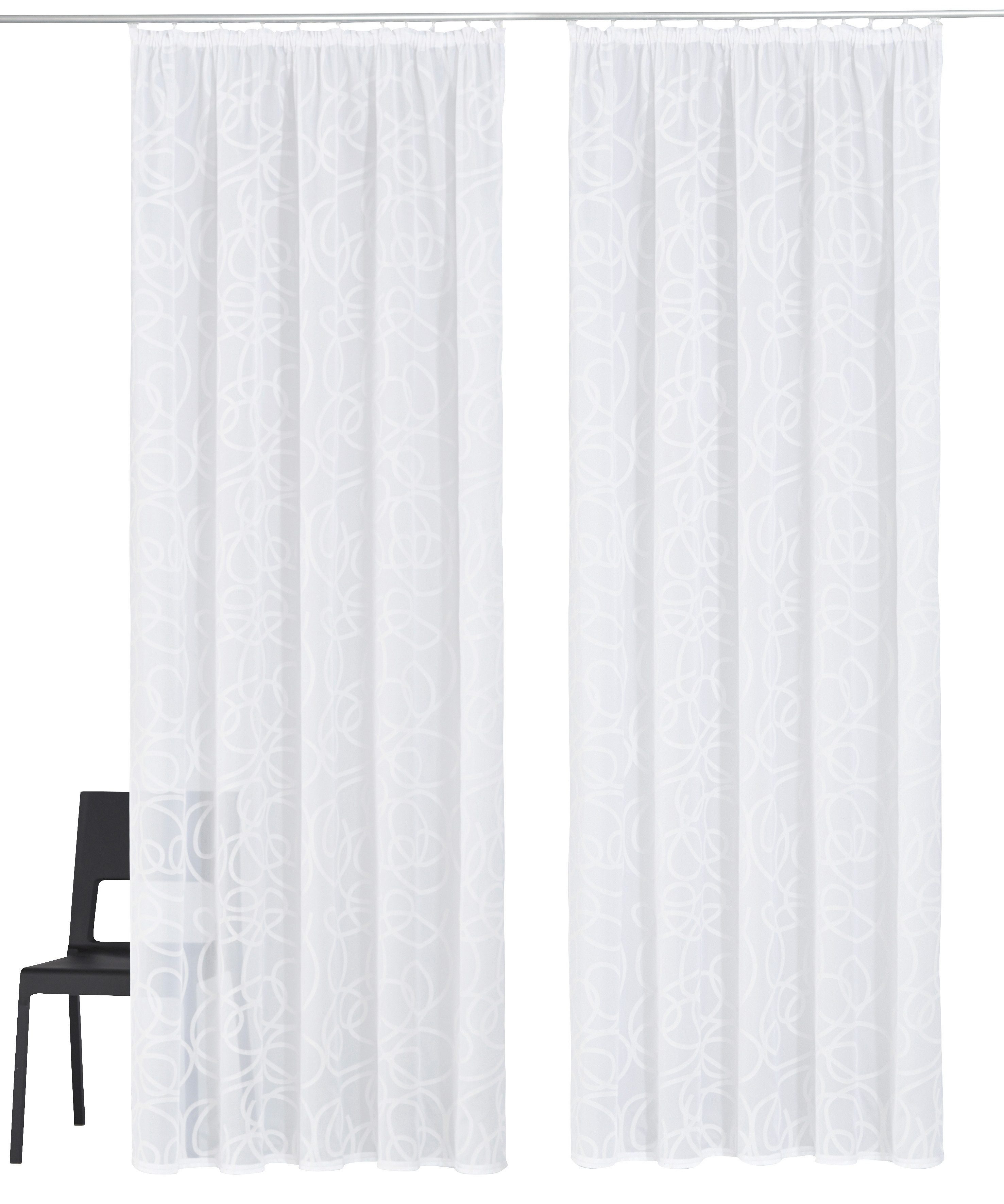 Gardine Tanaro, my home, Kräuselband (2 St), transparent, Voile, Vorhang, Fertiggardine, 2-er Set, transparent weiß | Gardinen-Sets