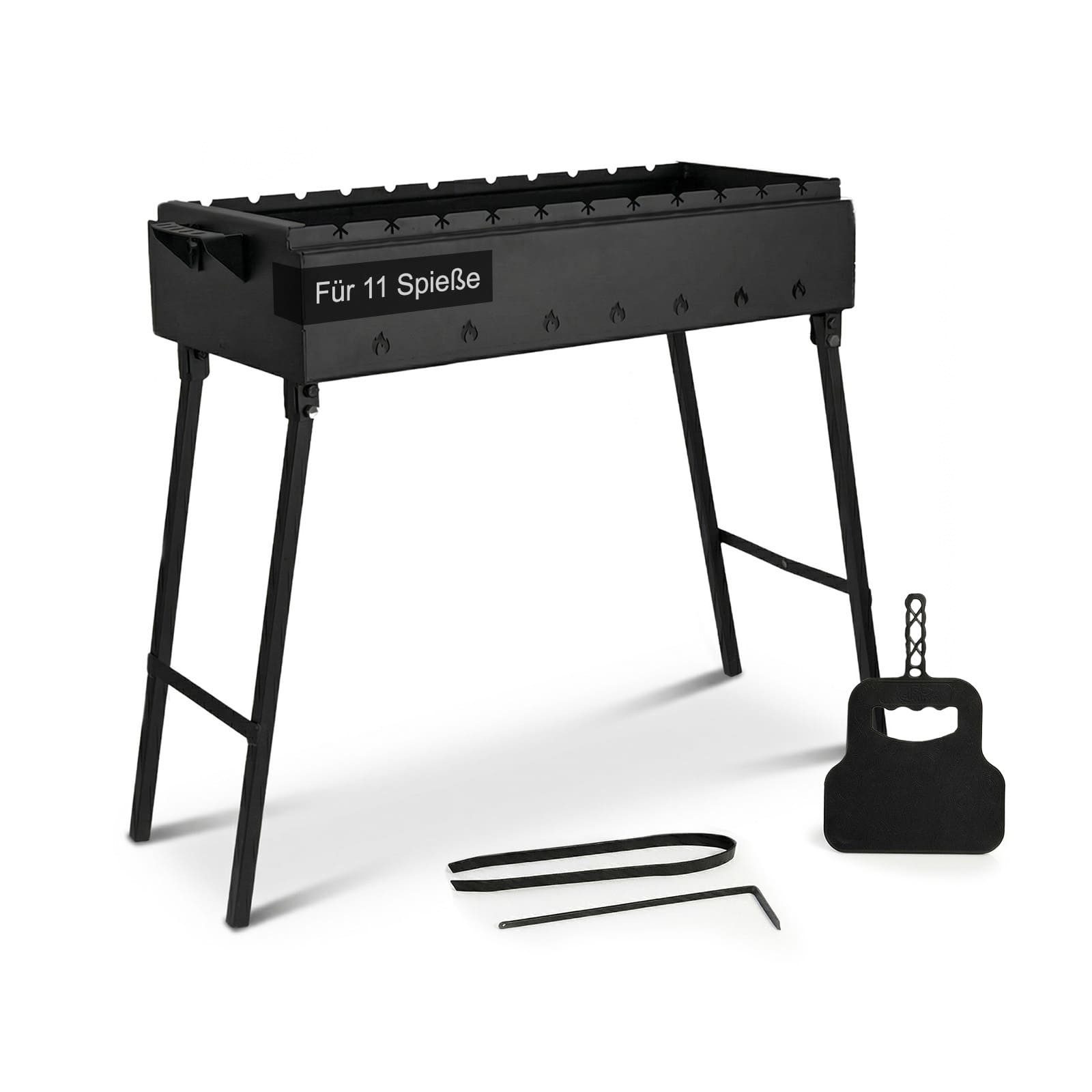 BIG-PAN Grillbesteck-Set Klappbar Mangal für 11 Spieße 70cm Grillfächer