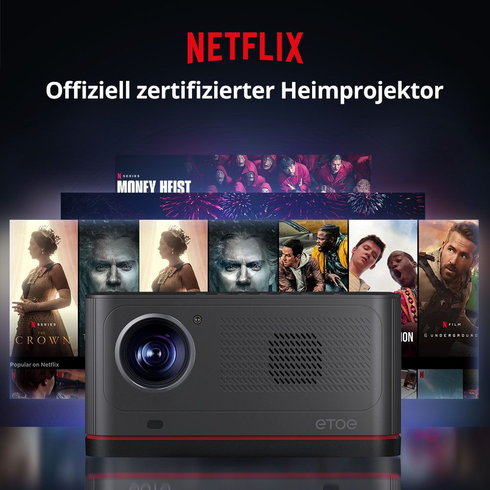 ETOE Whale Pro Android TV Beamer, Native 1080P, 1800 ANSI, 4K-Dekodierung LCD-Beamer (3000:1, 1920*1080 px, Autofokus und automatische Trapezkorrektur, NetflixYouTube)
