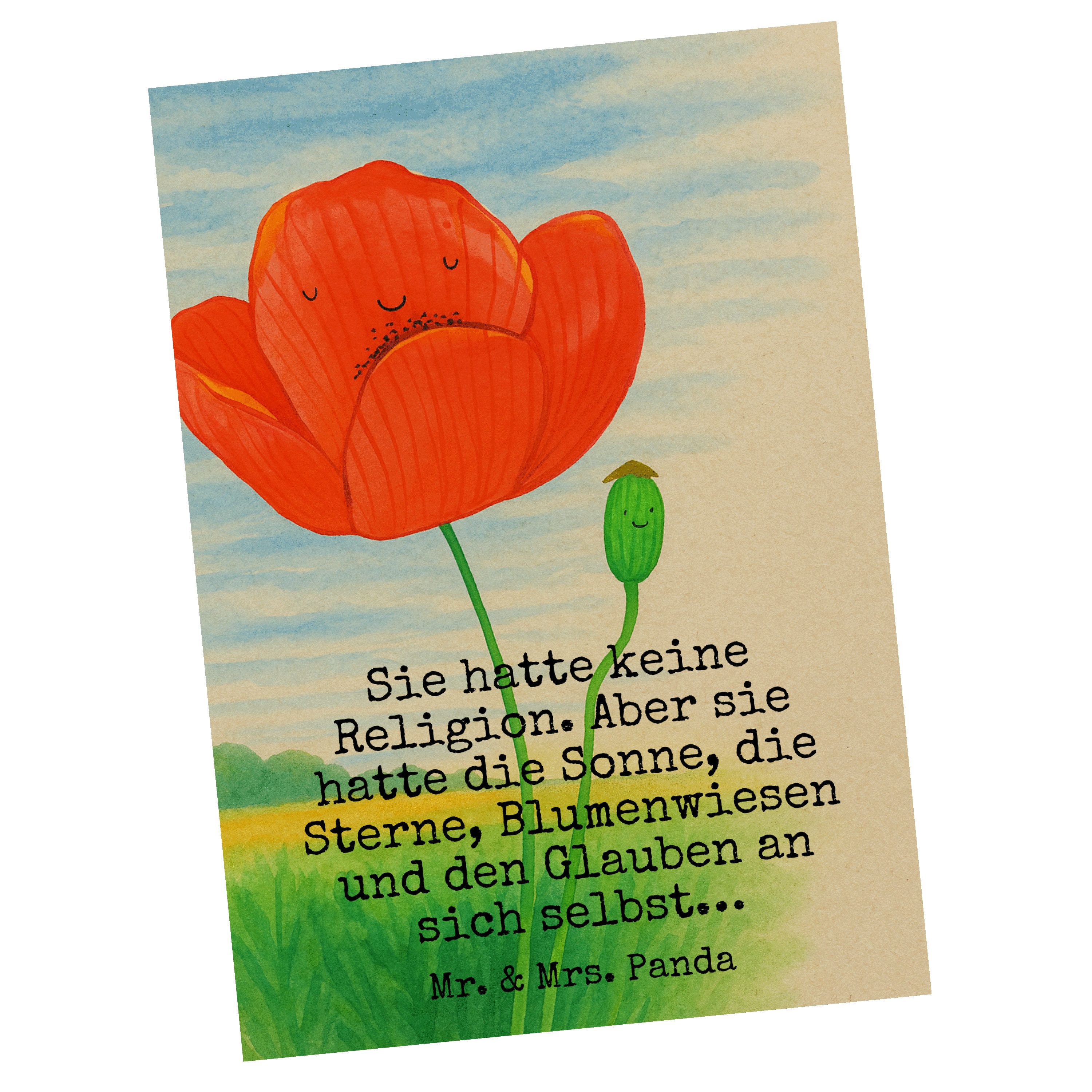Mr. & Mrs. Panda Postkarte Blume Mohnblume Design, Postkarte, Weiß, bildkarte, Religion, Selbstl, spruchkarte Geschenk Motivation