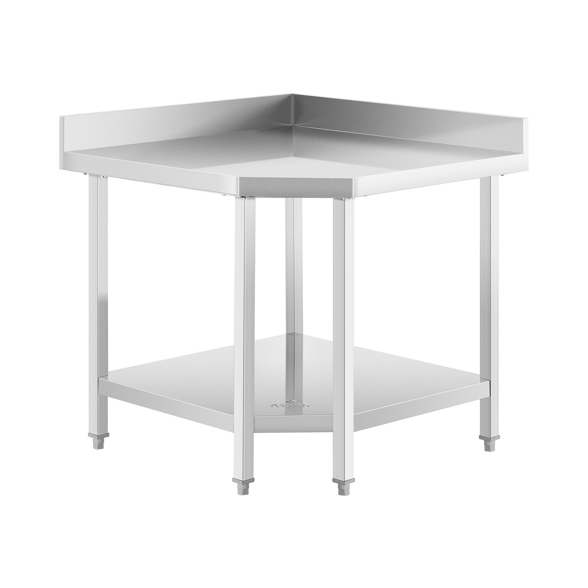Royal Catering Arbeitstisch 90 x 70 cm Ecktisch Edelstahltisch bis 300 kg Gastrotisch Edelstahl