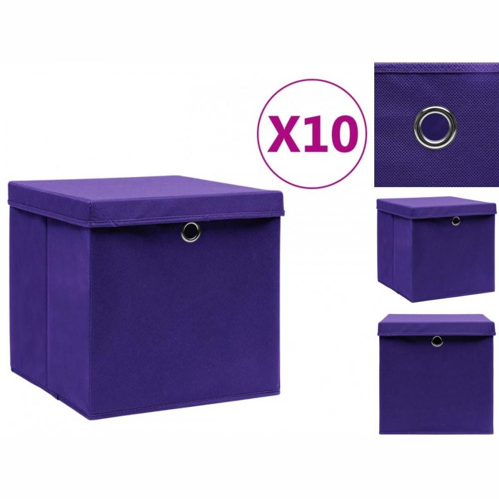 vidaXL Aufbewahrungsbox Aufbewahrungsboxen mit Deckeln 10 Stk 28x28x28 cm Lila