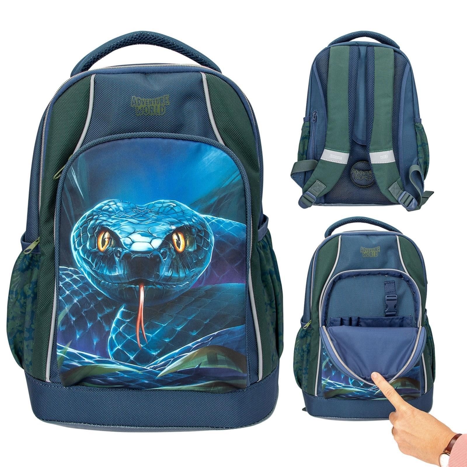 Depesche Kinderrucksack Adventure World Schulrucksack Schlange (1 Rucksack, 1-tlg)