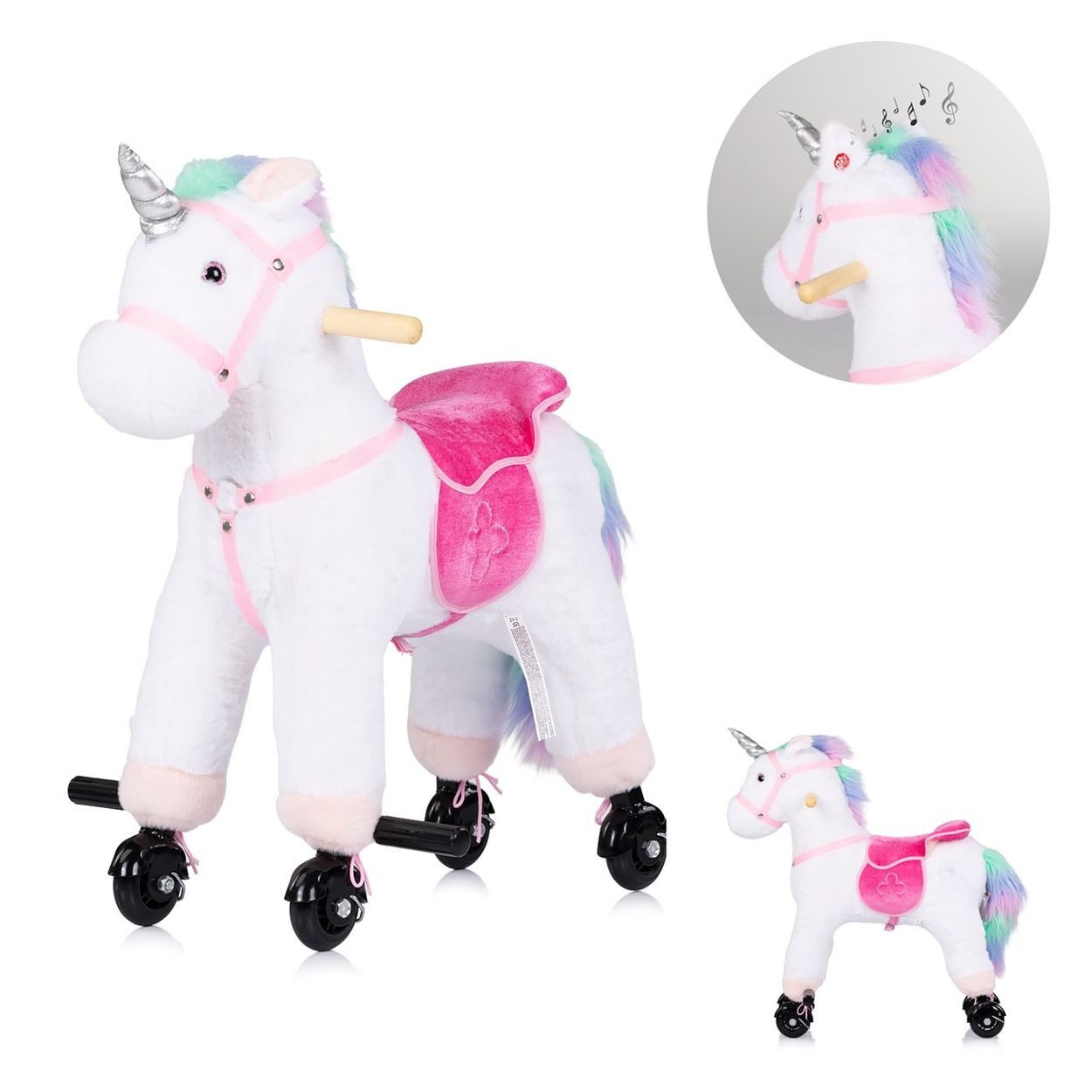 Chipolino Rutscher Rutscher Tiere Sound Rollen, Plüsch Reitspielzeug Rollpferd Griffe