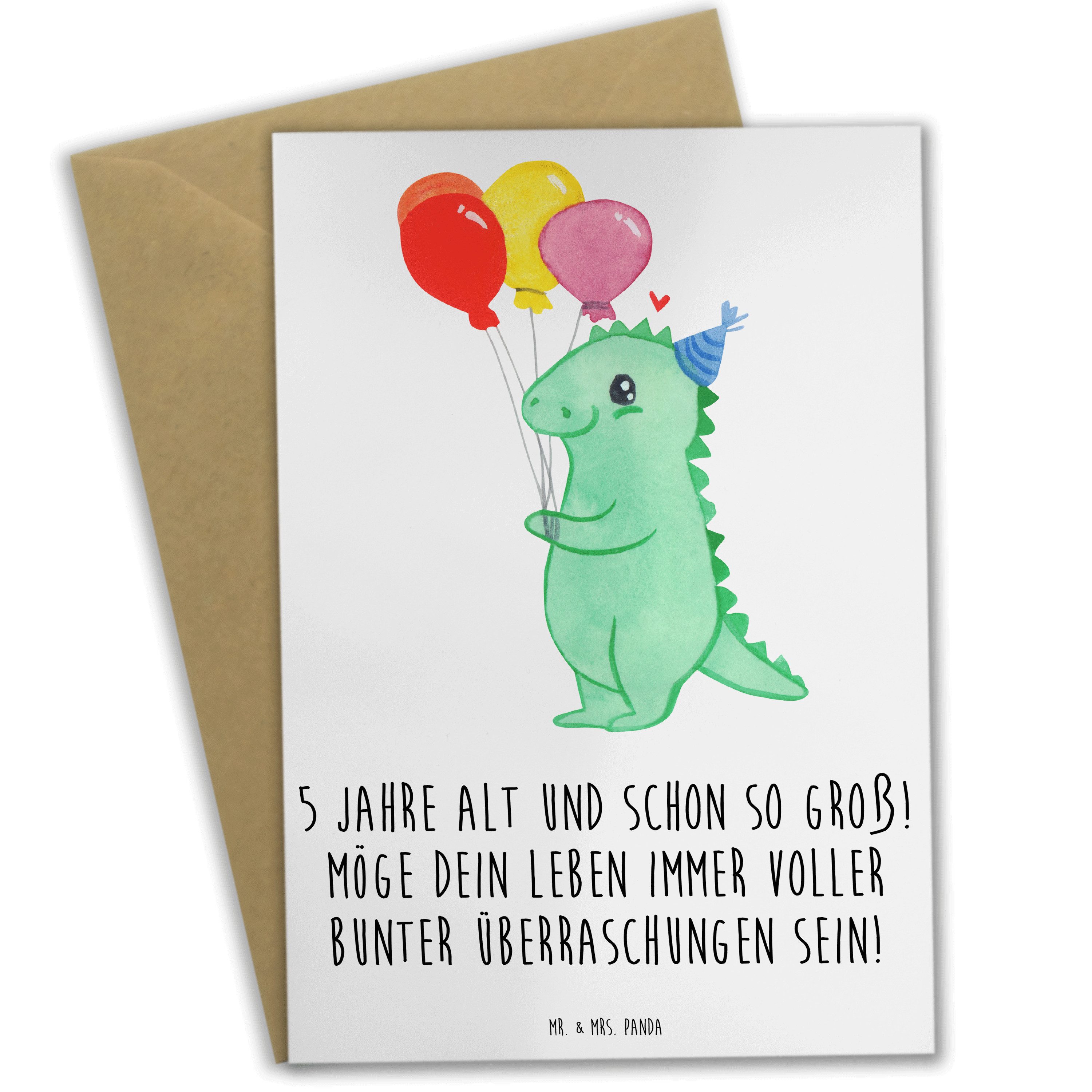 Grußkarte 5. Geburtstag - Weiß - Geschenk, Geburtstagswünsche, Grußkarte, Überr