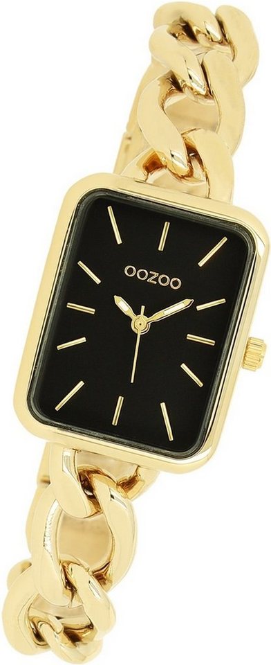 rechteckiges OOZOO 22,5x28,5mm) Oozoo Damenuhr Armbanduhr Quarzuhr (ca Gehäuse, Damen Timepieces, Edelstahlarmband gold,