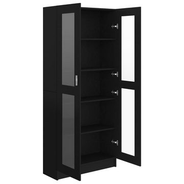 furnicato Bücherregal Vitrinenschrank Schwarz 82,5x30,5x185,5 cm Holzwerkstoff