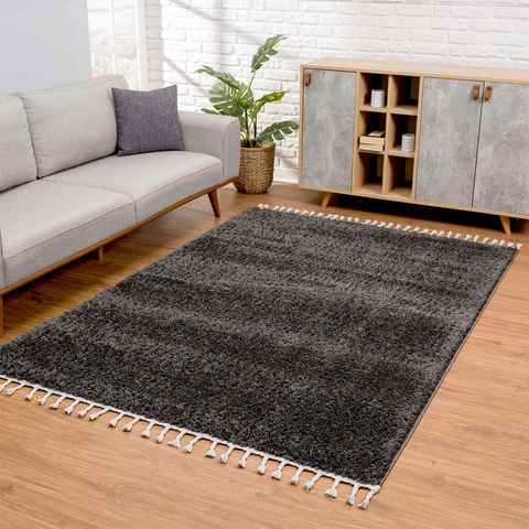 Hochflor-Teppich Pulpy 100, Carpet City, rechteckig, Höhe: 30 mm, sehr weich, mit Fransen, uni, viele Größen, Wohnzimmer, Schafzimmer