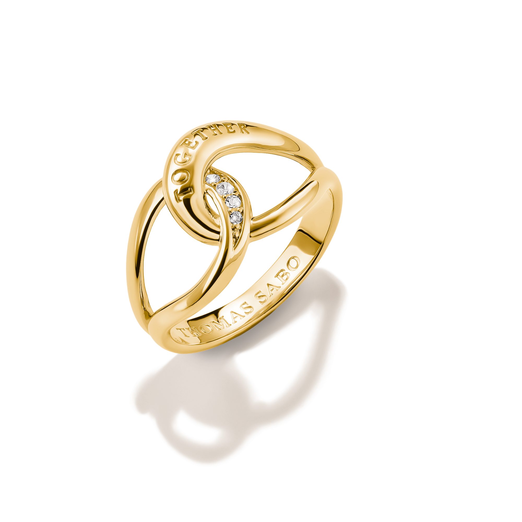 THOMAS SABO Fingerring Together Ring gelbgoldfarben, mit Zirkonia (synth)
