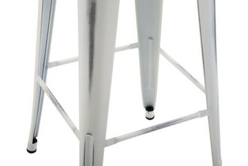 TPFLiving Barhocker Joshua V2 (mit angenehmer Fußstütze - Hocker für Theke & Küche), Gestell Metall Antik Weiß - Sitzfläche: Metall Antik Weiß
