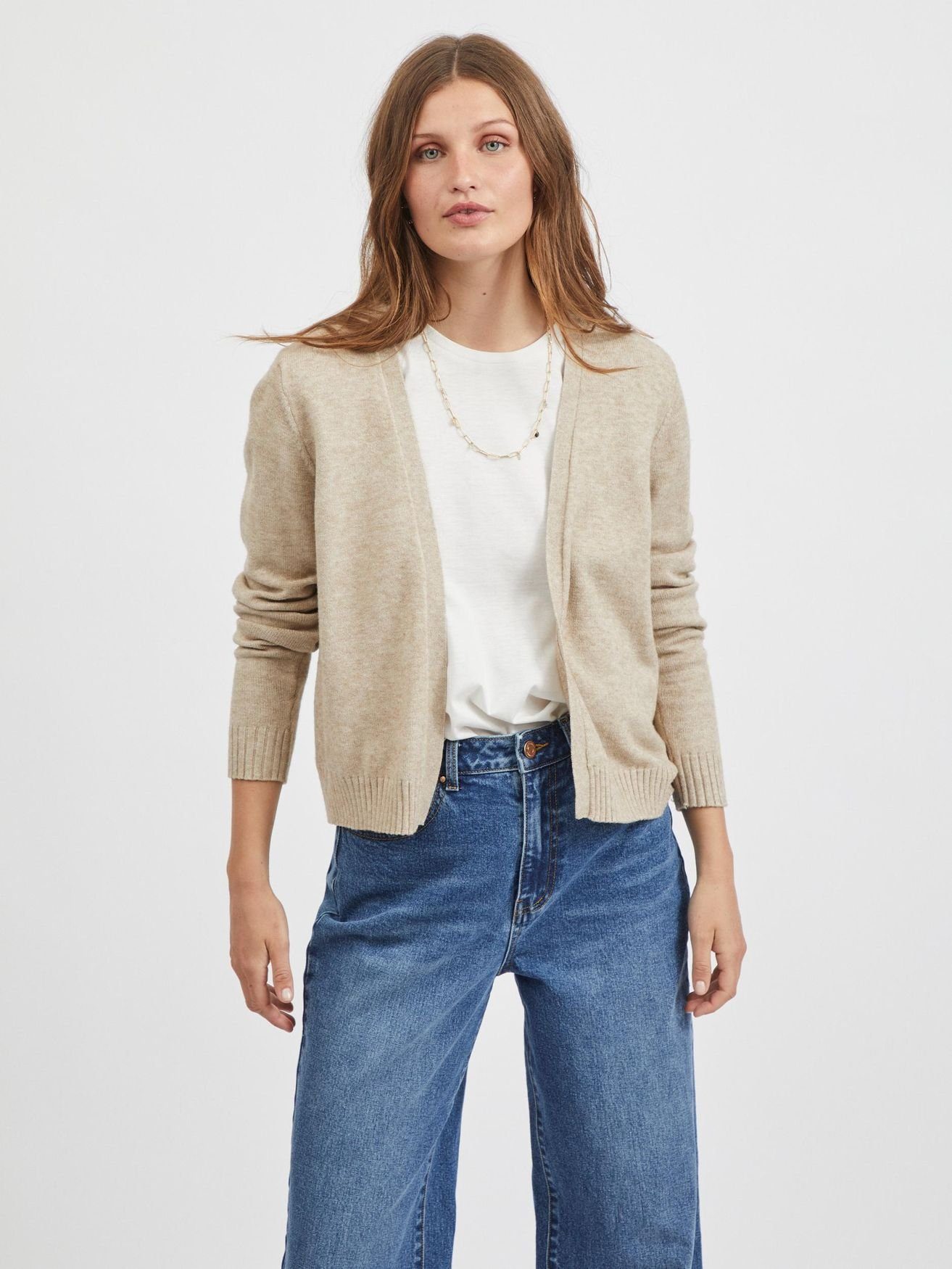 Vila Cardigan Kurzer Feinstrick Cardigan Weiche günstig online kaufen