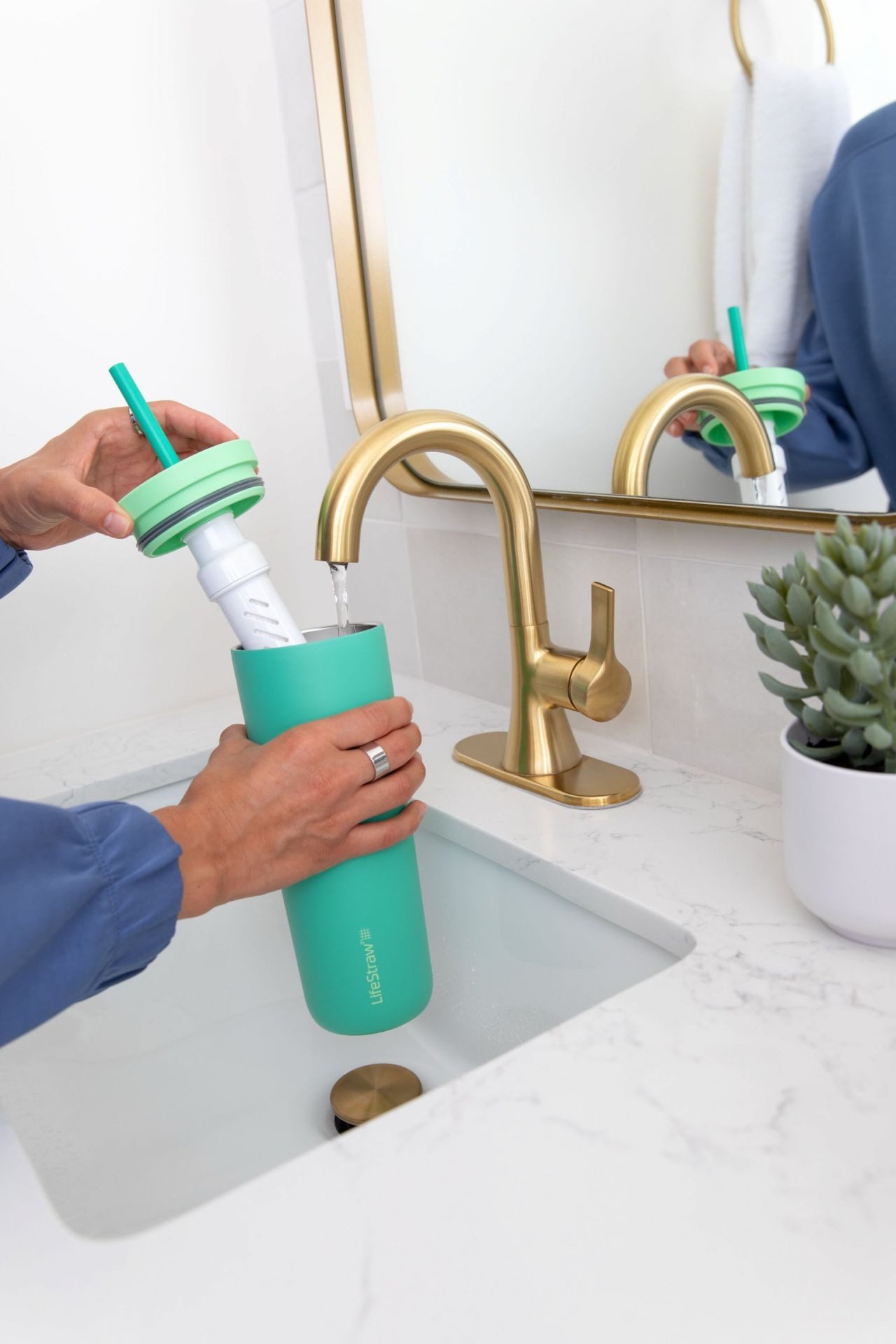 LifeStraw Trinkflasche Thermobecher Go Steel Tumbler Isolierter aus Edelstahl, mit