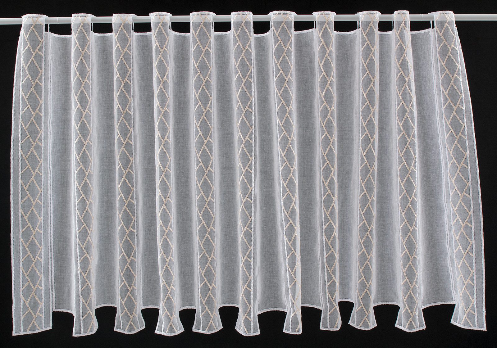 Gardinen Kranzusch Scheibengardine grafisch bestickt (1 St), Stangendurchzug, transparent, Stablöcher,transparent