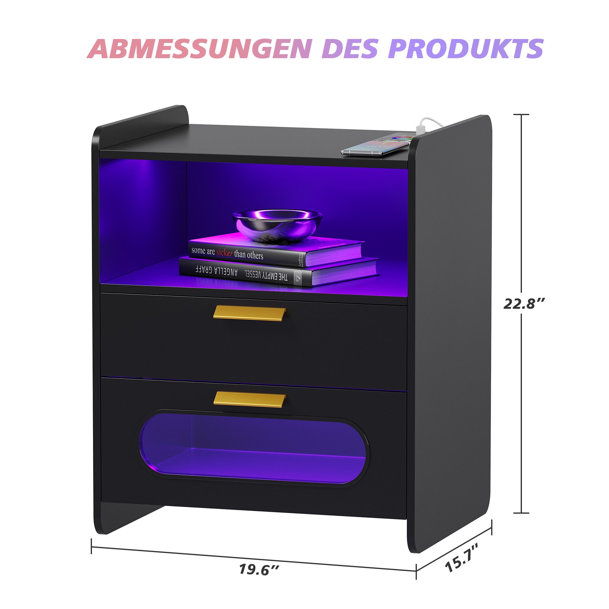 LVifur Nachttisch Smart Nachtschrank mit Bewegungssensor/RGB günstig online kaufen