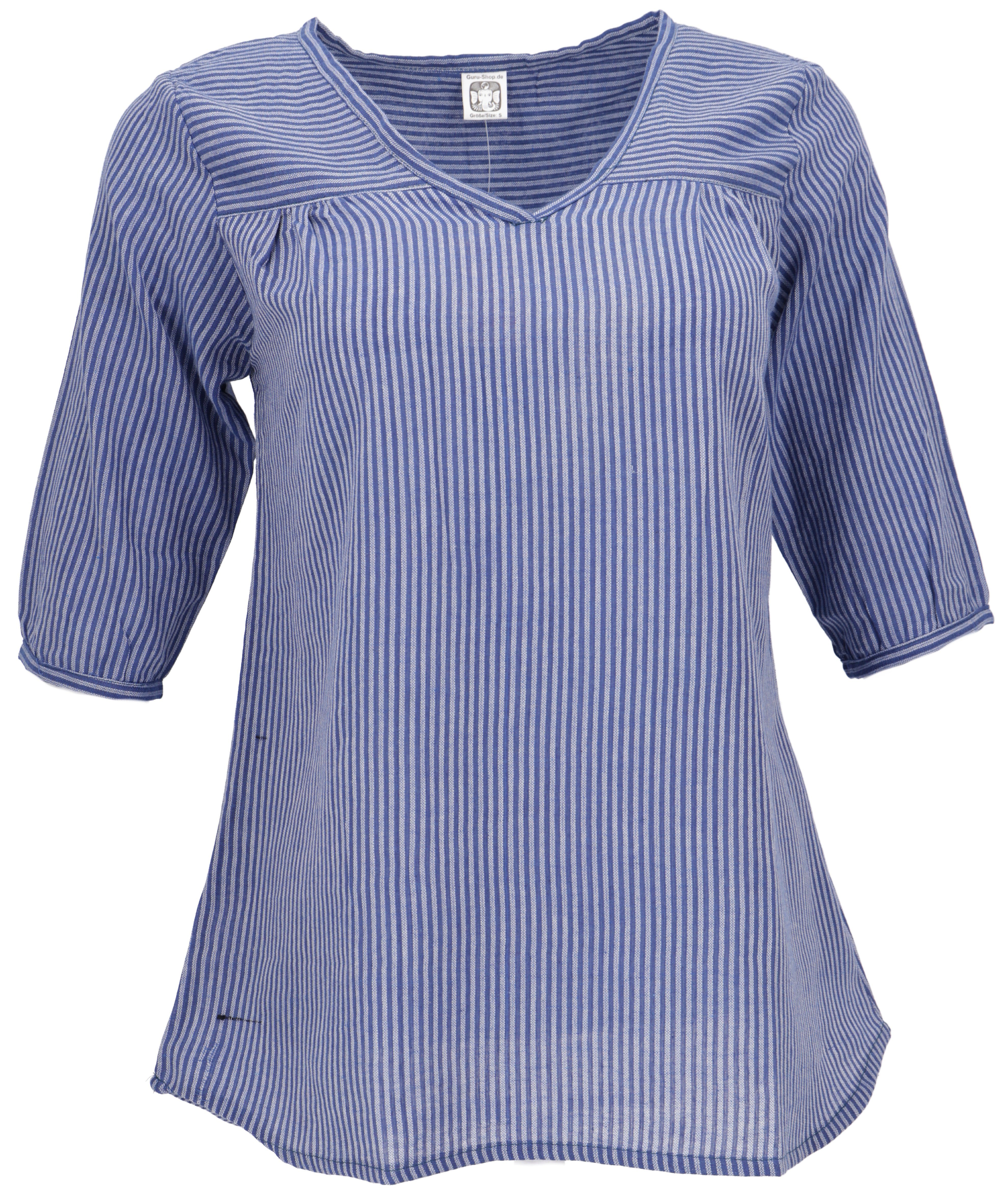 Guru-Shop Longbluse Leichte Baumwollbluse, gestreifte Boho.. günstig online kaufen