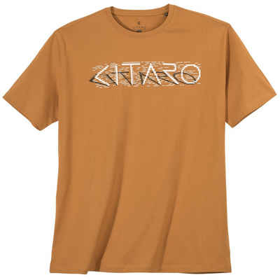 Kitaro Rundhalsshirt »Große Größen Herren T-Shirt ockerbraun Logoprint Kitaro«