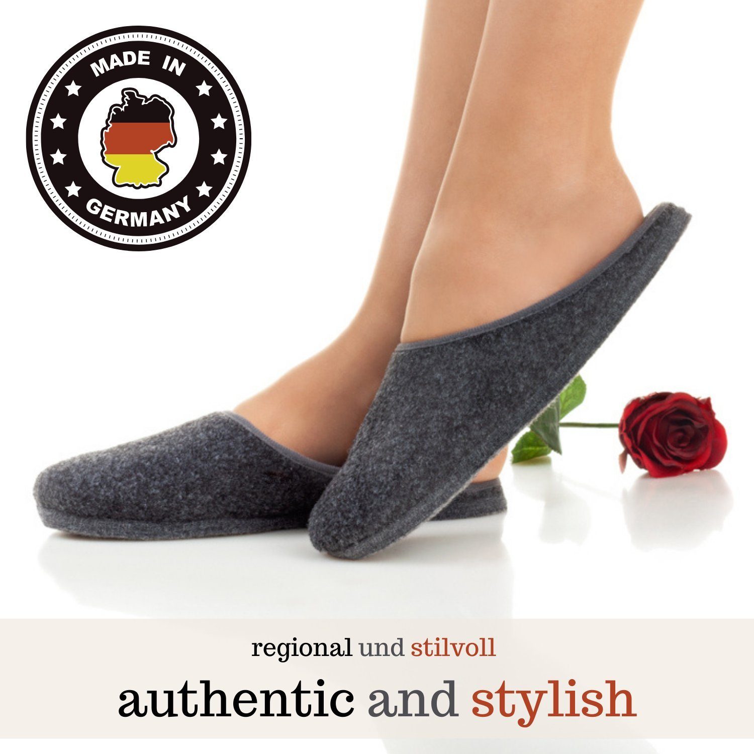 Pantoffelmann Filzpantoffeln Herren Damen Hausschuh leichte Filz Winter Filzlatschen Pantoffel (1 Paar) Filzpantoffeln, Gästepantoffel besonders leicht – Bild 2 von 5