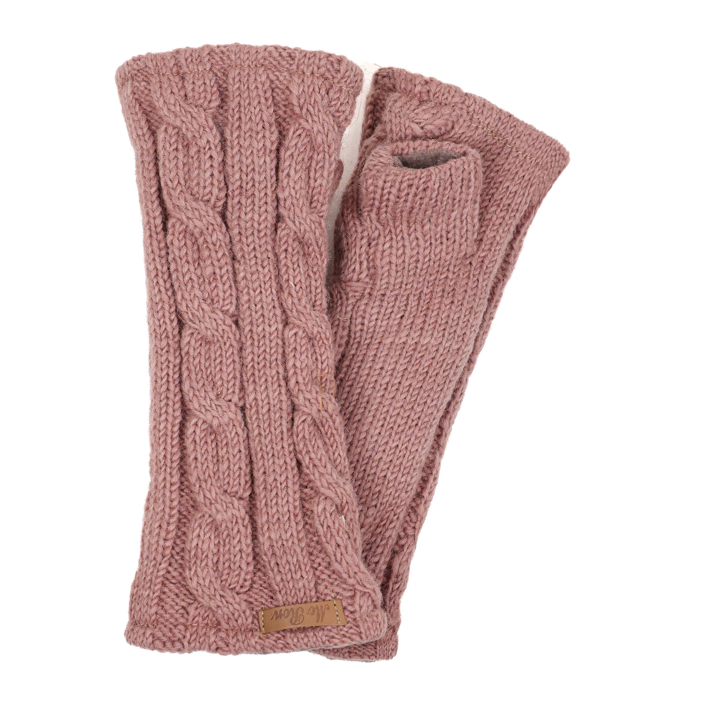 McRon Armstulpen Pulswärmer Modell Emily im Zopfmuster gestrickt, mit hohem Schurwoll-Anteil
