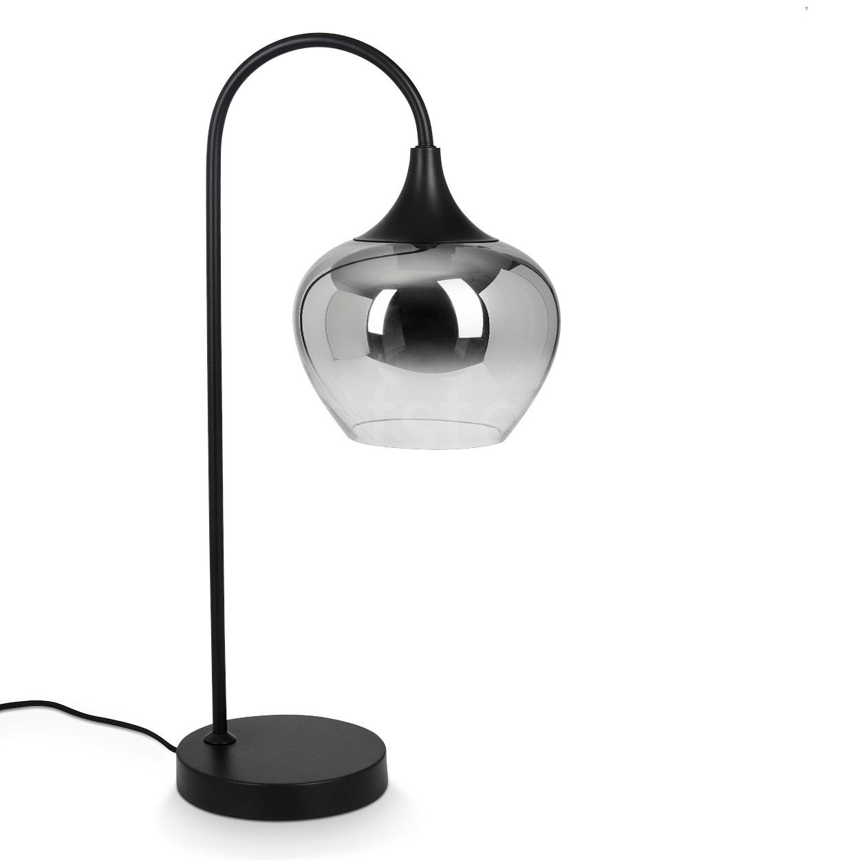 hofstein Tischleuchte »Saltusio« moderne Nachttischlampe in Schwarz/Rauchfarben/Klar, ohne Leuchtmittel