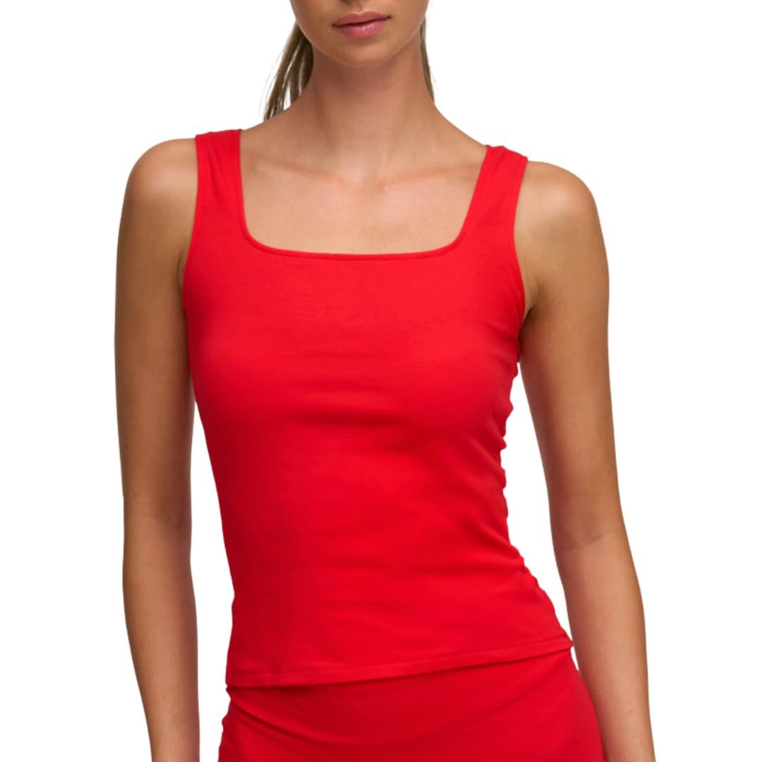 cfab by creamy fabrics Tanktop Cotton Tanktop mit eckigem Ausschnitt-Fire Red-XS (1-tlg)