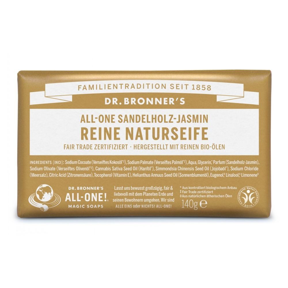 Dr. Bronners Handseife Sandelholz-Jasmin - All-One Reine Naturseife 140g