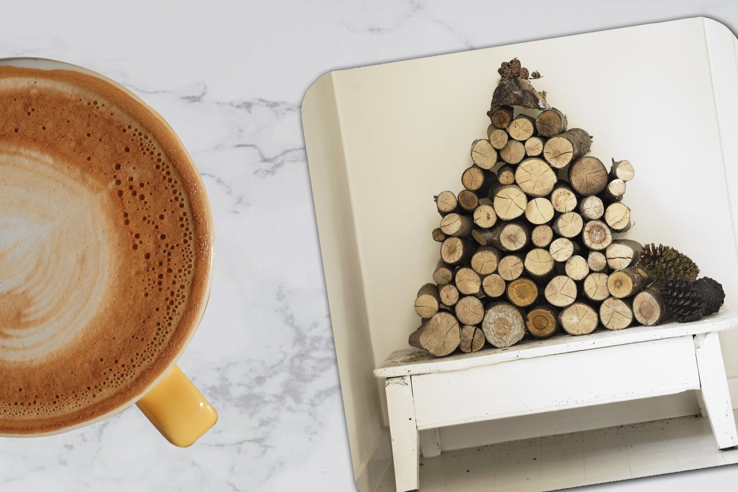 MuchoWow Glasuntersetzer Dreieckiger Stapel von für Gläser, Tischuntersetzer, Tasse Korkuntersetzer, 6-tlg., Zubehör Brennholz, Untersetzer, Glasuntersetzer