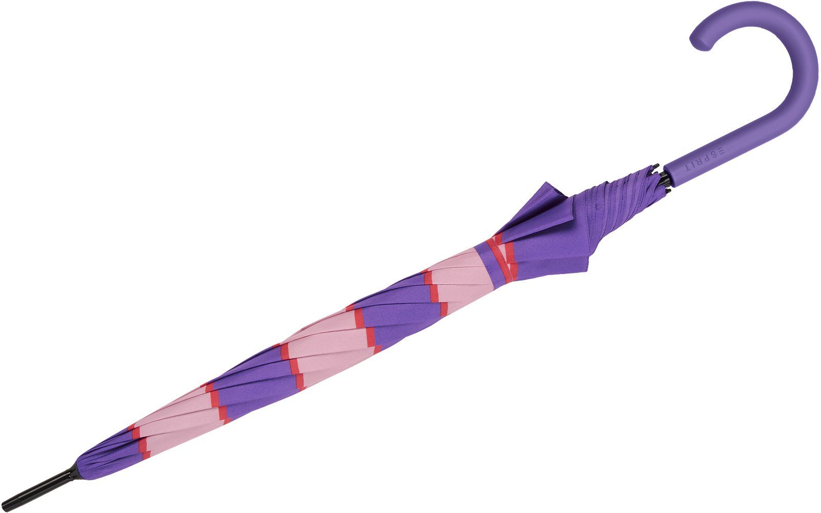 Esprit Langregenschirm Damen stabil, Streifen-Muster Collegiate Auf-Automatik Stripe lila-altrosa deeplavender, mit groß
