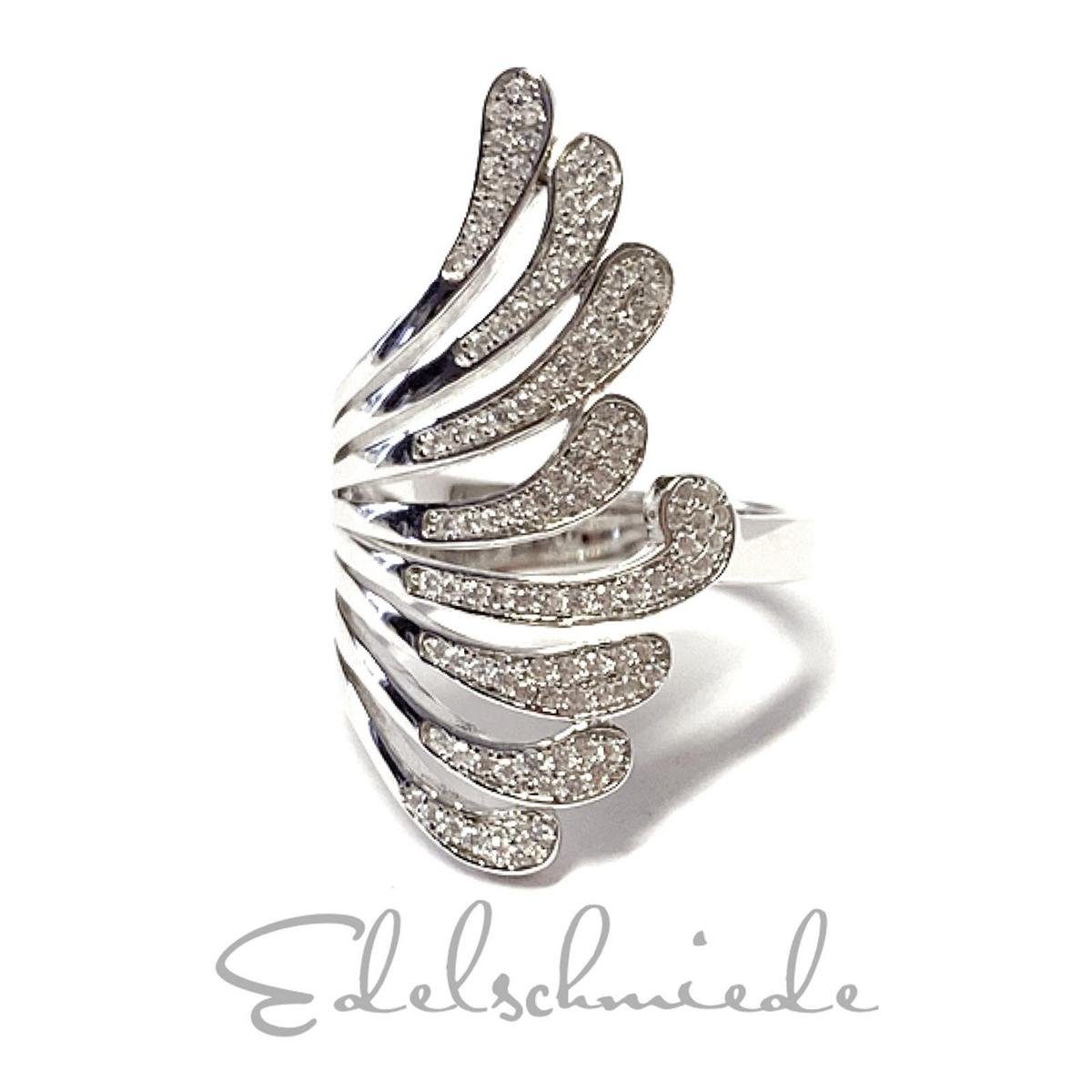 Edelschmiede925 Silberring moderner Silberring 925 mit Zirkonia - glänzend - #60