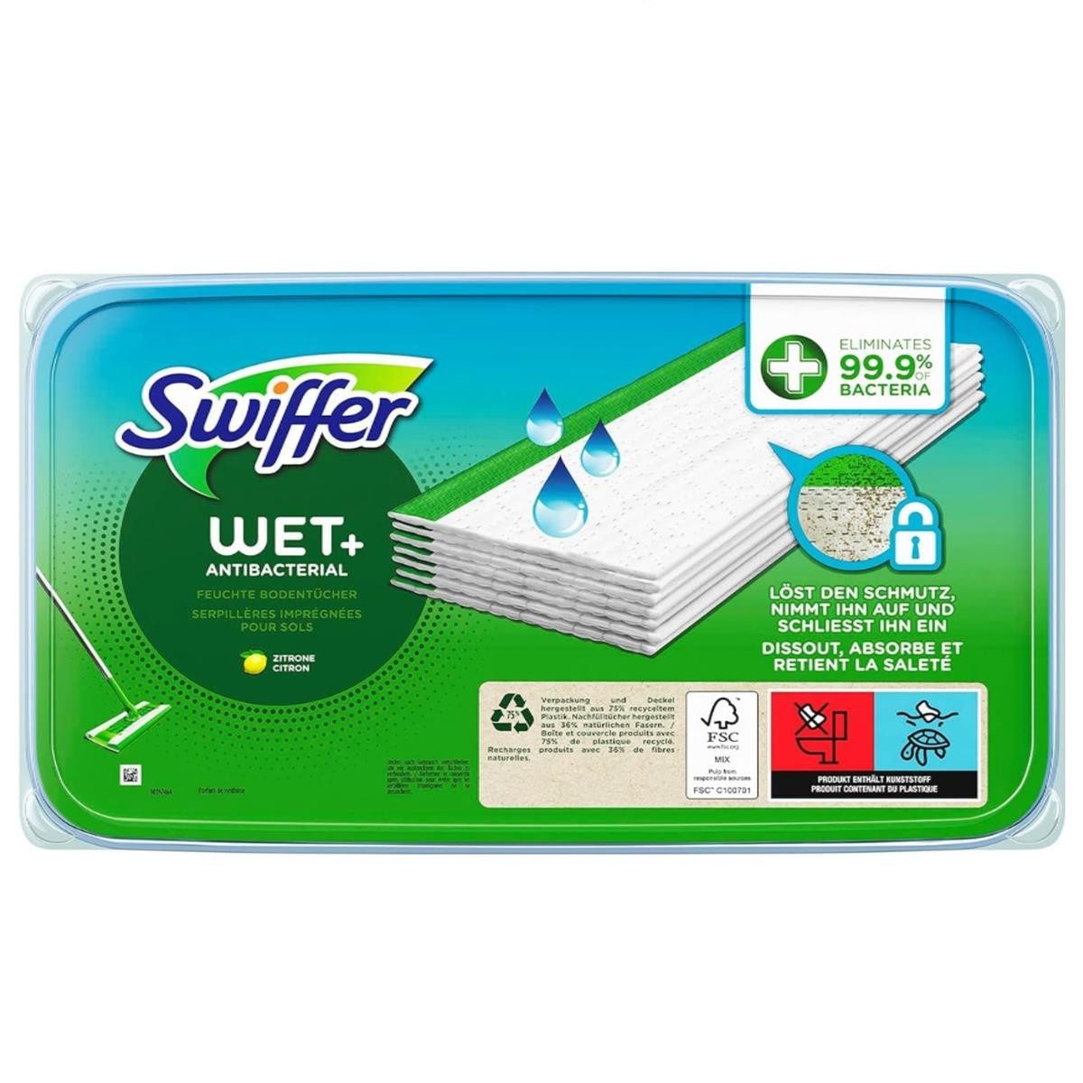 Swiffer Swiffer Bodenwischer Feuchte Bodentücher Nachfüllpack Zitrone Duft 10x Reinigungstuch