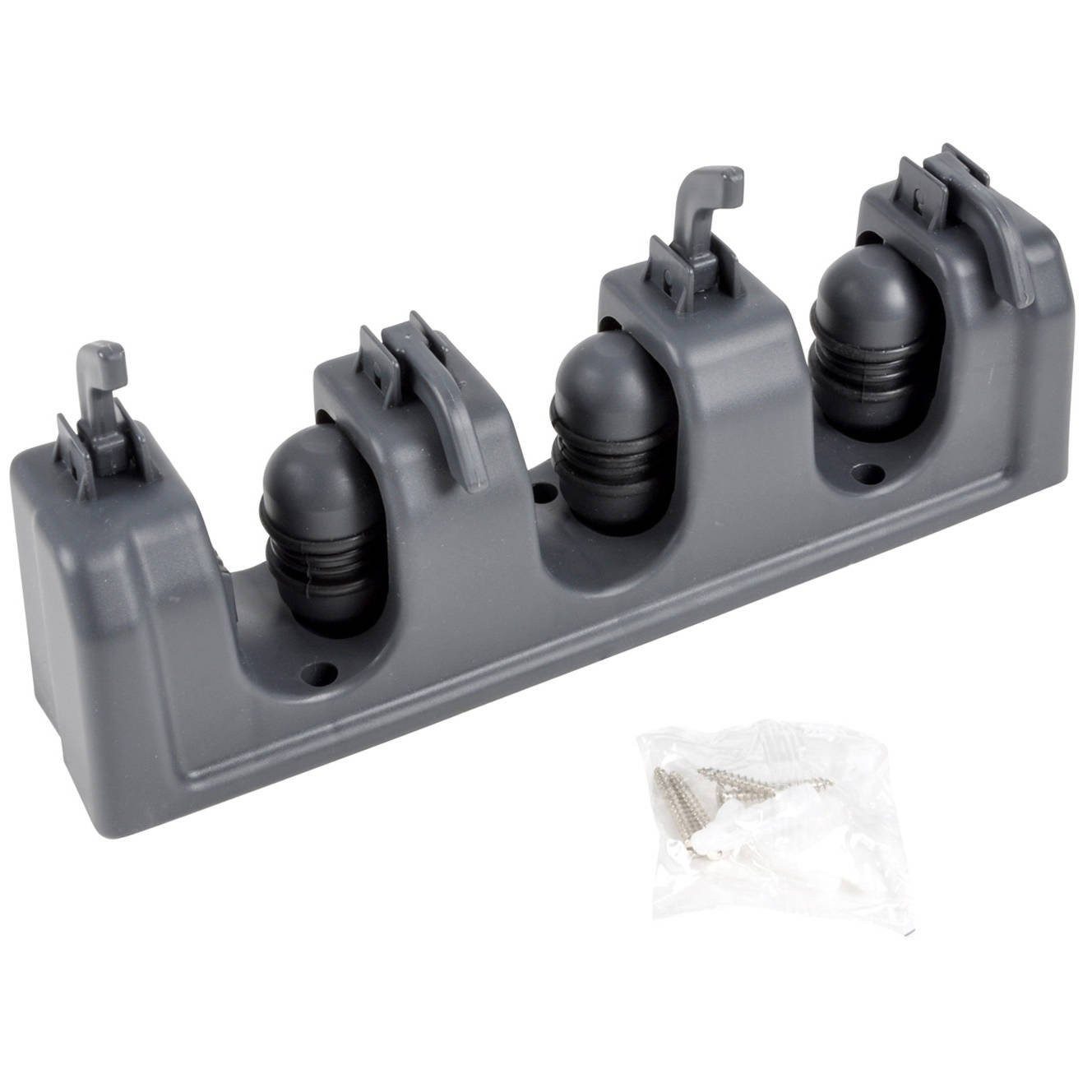 Homea Reinigungsbürste Halterung für Besen und andere Geräte, 4 Haken, Anthrazit, Badezimmer in allen Wohnstilen, (WC-Bürste + Halter)