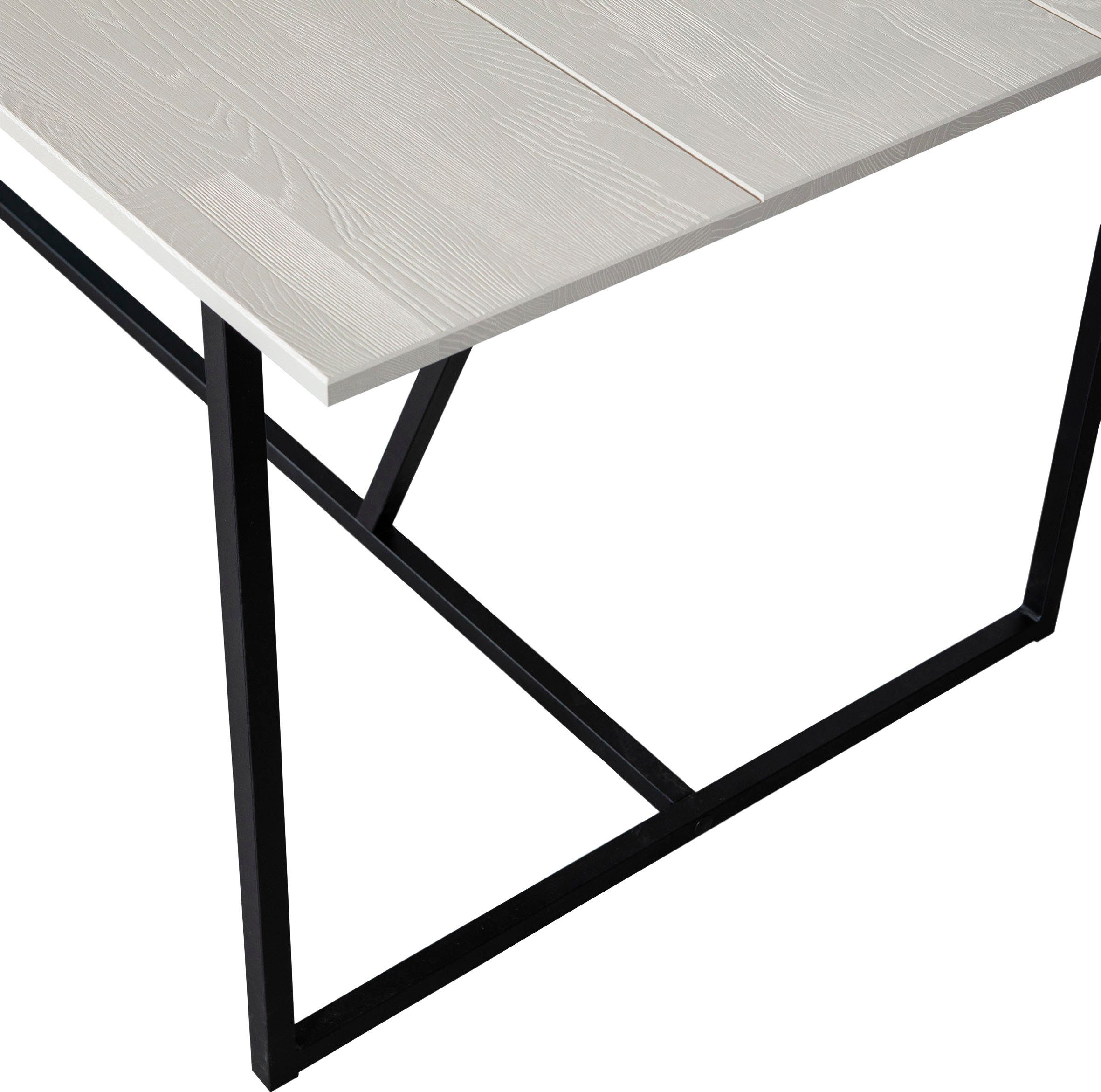 WOOOD Esstisch Silas FSC®-Eschenholz gebürstet Metallgestell, H 75 x B 220 x T 90 cm, Für 6–8 Personen geeignet, Schutzlackiert, einfach zu montierbar