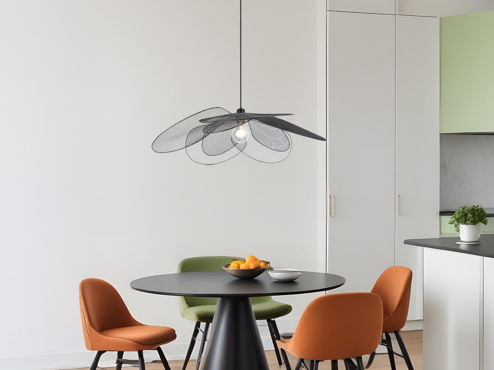 Reality Leuchten LED Pendelleuchte, Dimmfunktion, LED wechselbar, über Lichtschalter in 3 Stufen dimmbar, warmweiß, Groß-e ausgefallene Blumenlampe hängend für über-n Esstisch, Ø 87cm