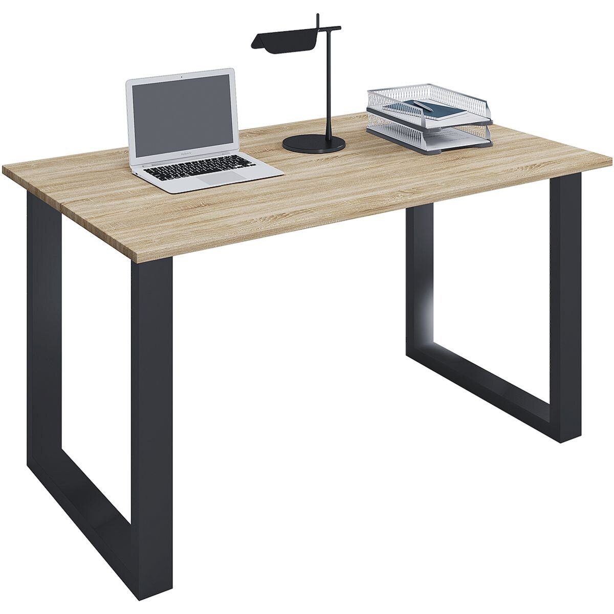 VCM Schreibtisch Lona, rechteckig, Tiefe 80 cm, Bügel-Fuß schwarz