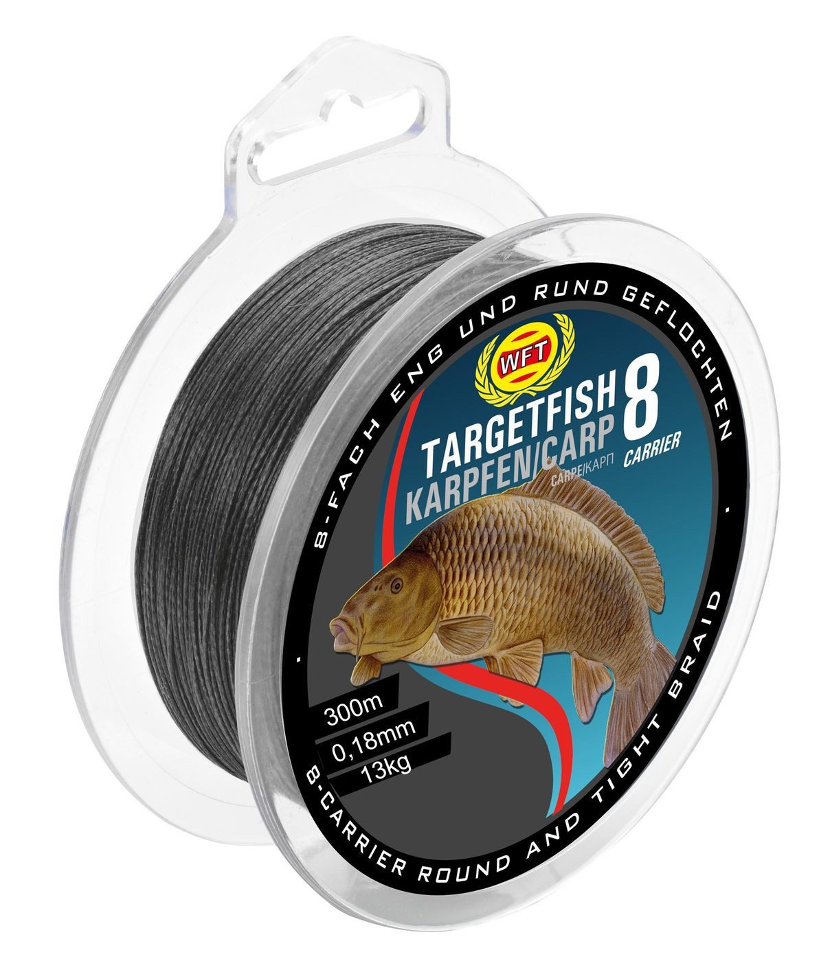 Angelschnur WFT TF8 Karpfen black 300m 0,18mm 13kg - Karpfenschnur