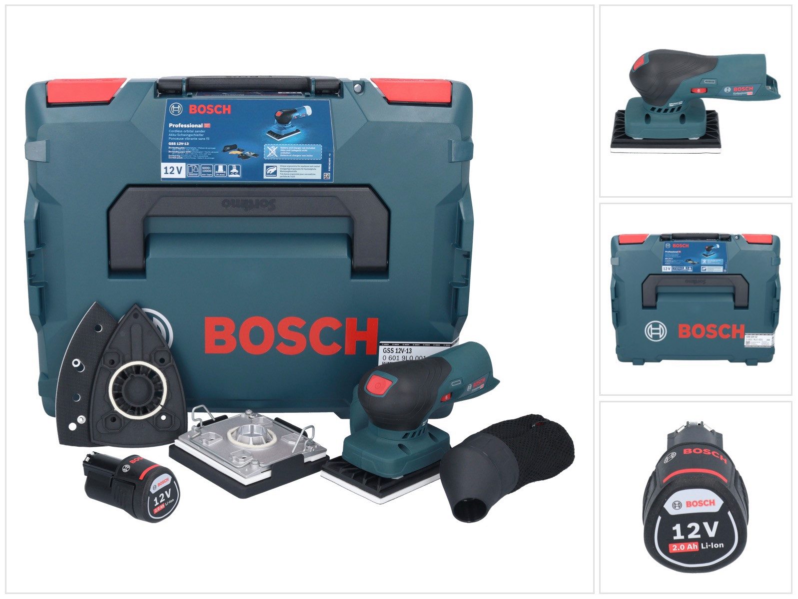 Bosch Professional Akku-Schwingschleifer GSS 12V-13 Professional Akku Орбитальная шлифовальная машина 12 V + 1x Akku 2,0 Ah +