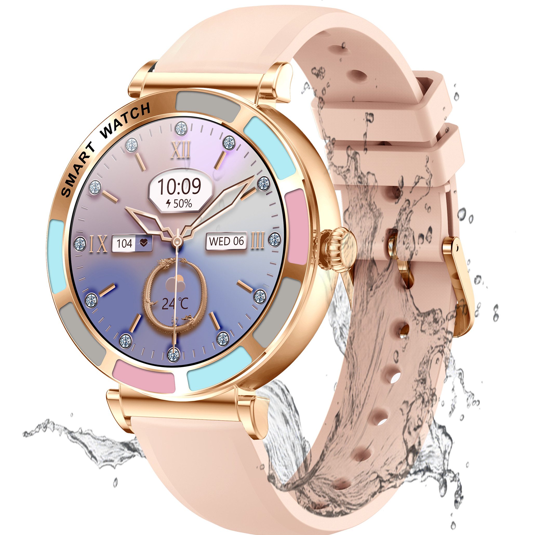 walkbee Smartwatch, Fitness Tracker Uhr für Damen Herren mit Anruffunktion Smartwatch (4.0 cm/1,27''-Voll-Touch-Farbdisplay Zoll) Fitness Tracker Armbanduhr mit Blutsauerstoff,Blutdruck,Herzfrequenz,Frauengesundheit, Schrittzähler, Atemtraining, Musiksteuerung und Fernfotografie usw., IP67 wasserdicht,100+ Sportmodi, verfügbar für Android 5.0+ / iOS 9.0+