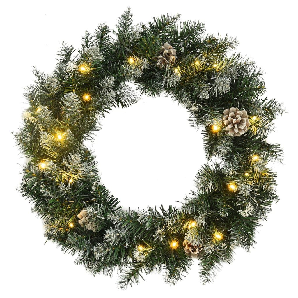 vidaXL Girlanden Weihnachtskranz mit LED-Leuchten Grün 60 cm PVC (1-tlg)