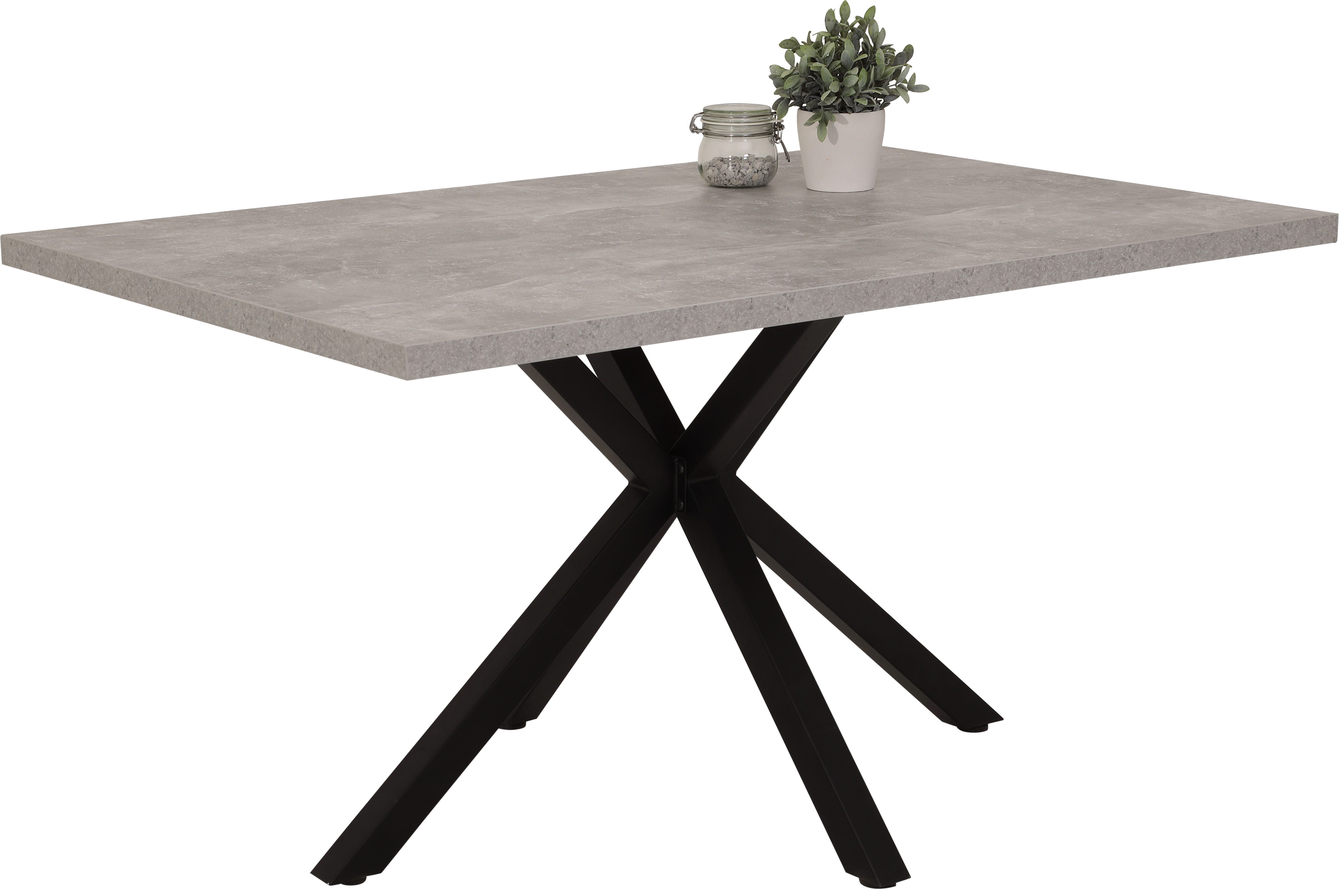 HELA Essgruppe SPREE, (4-tlg), Esstisch 140x90 cm mit Dickkante, Microfaserbezug