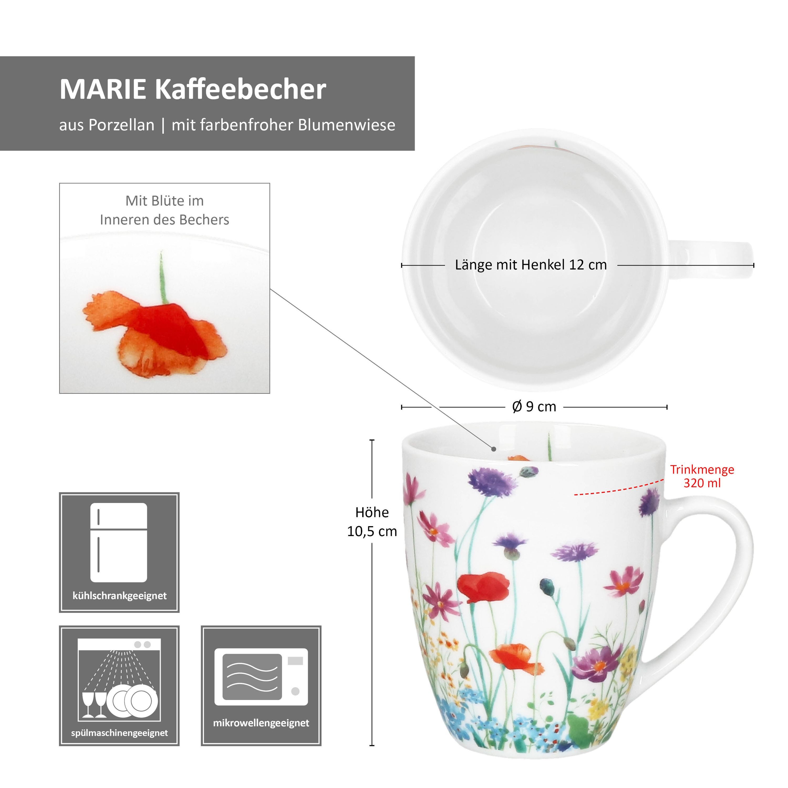 Tasses à café - MAMBOCAT - Variant - 6 pièces - Porcelaine - 350 ml