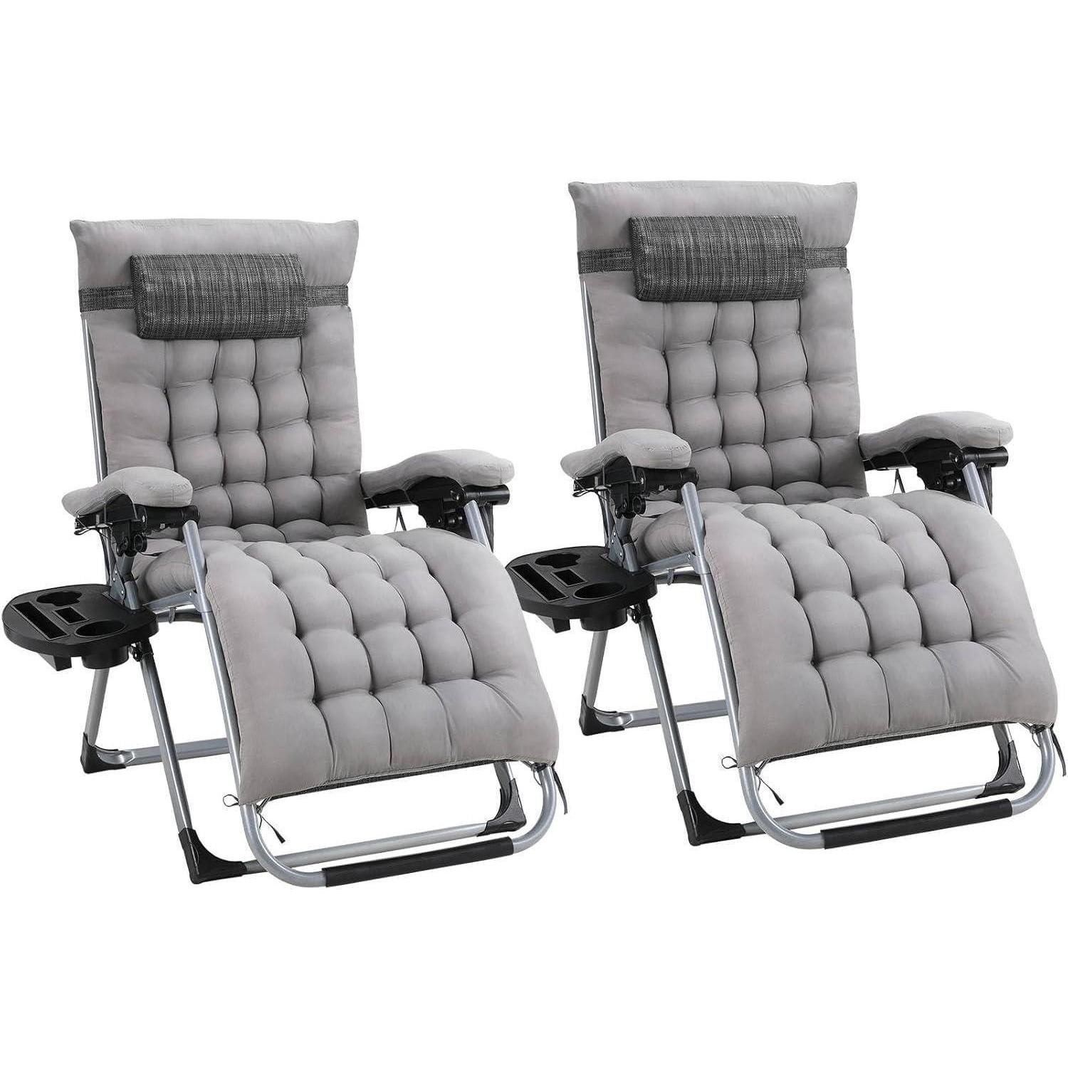 LuxusKollektion Gartenliege Sonnenliege klappbar verstellbar Kissen belastbar 160kg 2 Stück Grau