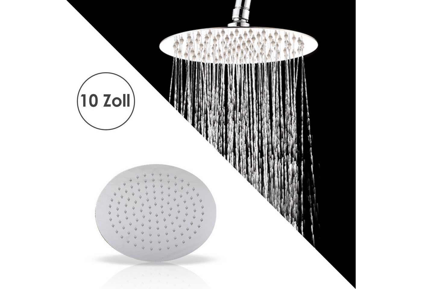 Thumbnail - Clanmacy Kopfbrause Edelstahl Kopfbrause Duschkopf Regendusche 304 Regenbrause 25CM Rund, einstellbare Duschkopf