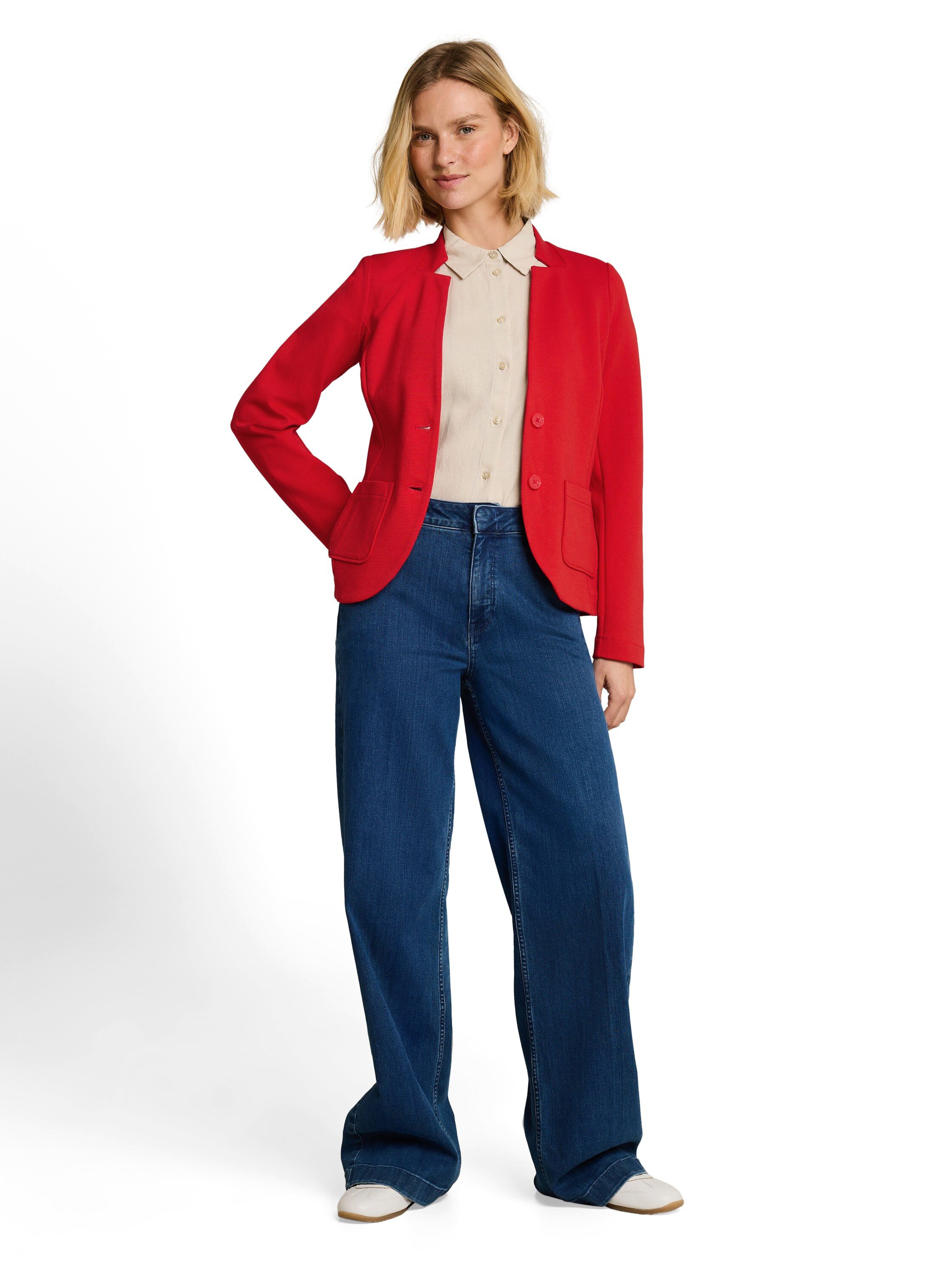 TOM TAILOR Sweatblazer Fitted mit aufgesetzten Taschen und Struktur – Bild 4 von 5